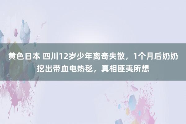 黄色日本 四川12岁少年离奇失散，1个月后奶奶挖出带血电热毯，真相匪夷所想