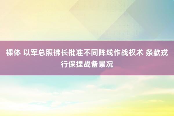 裸体 以军总照拂长批准不同阵线作战权术 条款戎行保捏战备景况