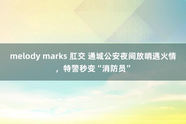 melody marks 肛交 通城公安夜间放哨遇火情，特警秒变“消防员”