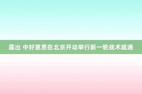 露出 中好意思在北京开动举行新一轮战术疏通