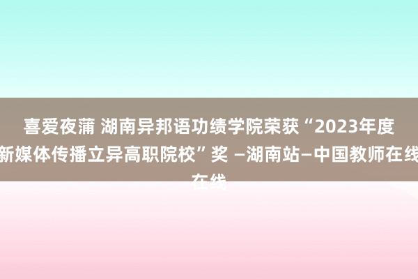 喜爱夜蒲 湖南异邦语功绩学院荣获“2023年度新媒体传播立异高职院校”奖 —湖南站—中国教师在线