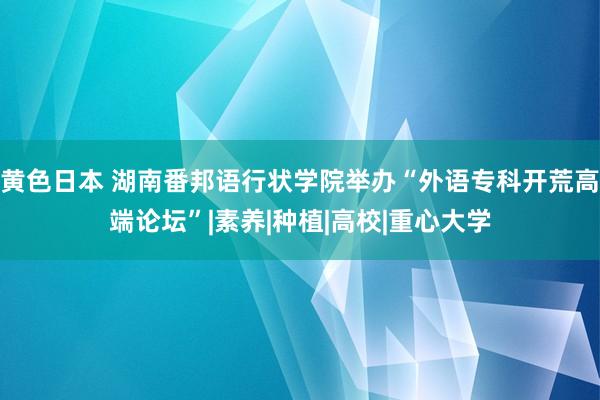 黄色日本 湖南番邦语行状学院举办“外语专科开荒高端论坛”|素养|种植|高校|重心大学