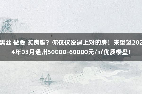 黑丝 做爱 买房难？你仅仅没遇上对的房！来望望2024年03月通州50000-60000元/㎡优质楼盘！